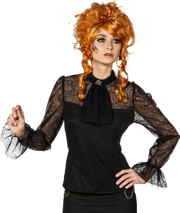 Ladies Deluxe Black Lace Steampunk Fancy Dress Blouse