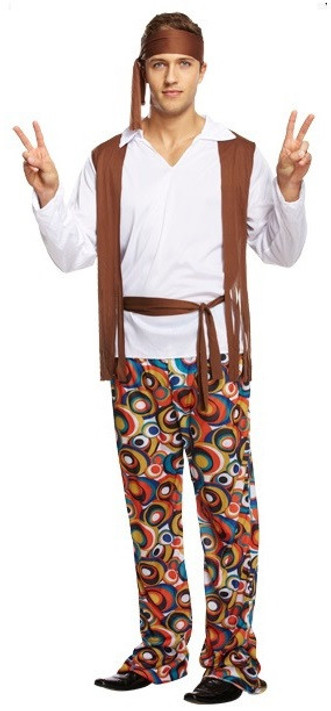 Mens 1960s Hippie Fancy Dress Costume