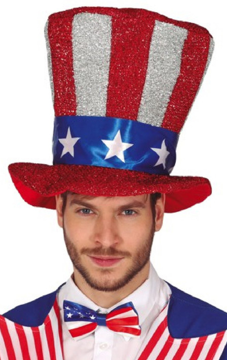 Adults Glittery American Oversized Top Hat