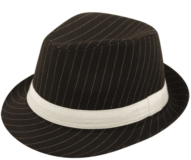 Adult Black Pinstriped Gangster Hat