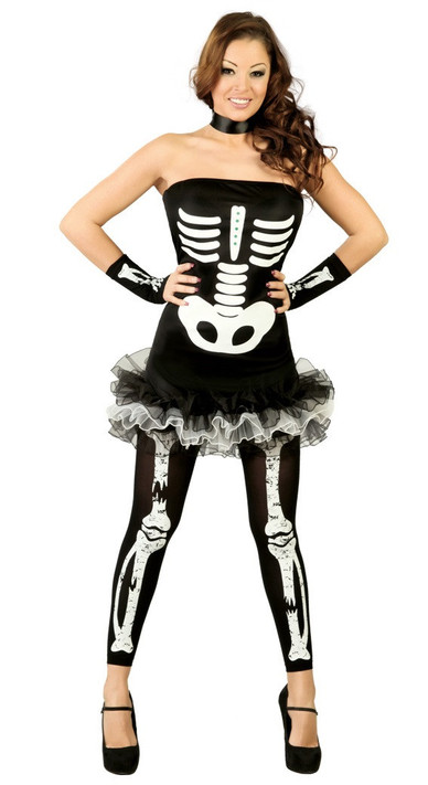 Ladies Skeleton Tutu Fancy Dress Costume 2
