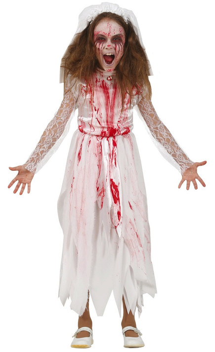 Girls Bloody Bride Fancy Dress Costume