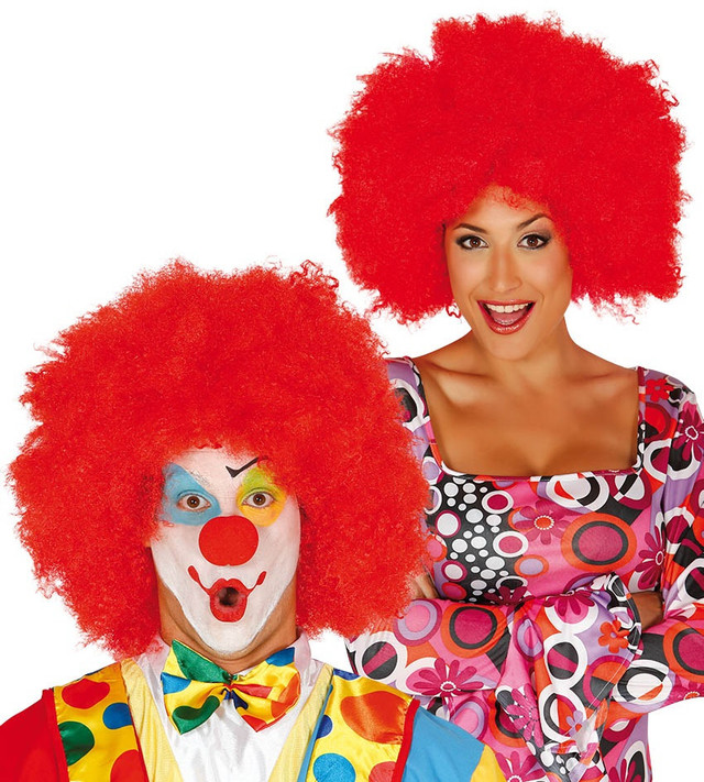 Adult Red Large Afro Fancy Dress Wig