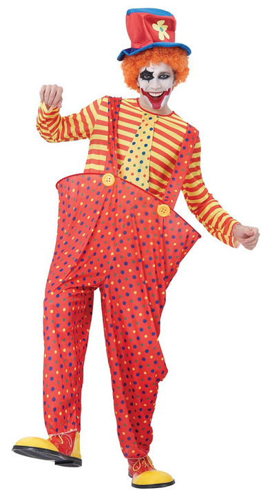 Mens Hooped Clown Fancy Dress Costume