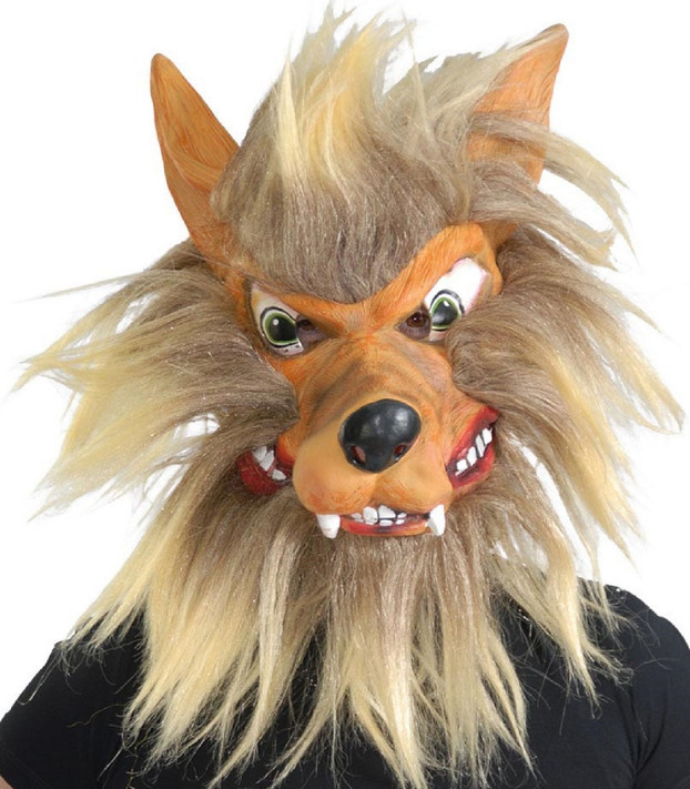 Crazy Wolf With Hair Fancy Dress Mask