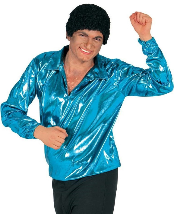 Mens Light Blue 1970s Disco Fancy Dress Costume