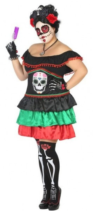 Ladies Mexican Skeleton Fancy Dress Costume