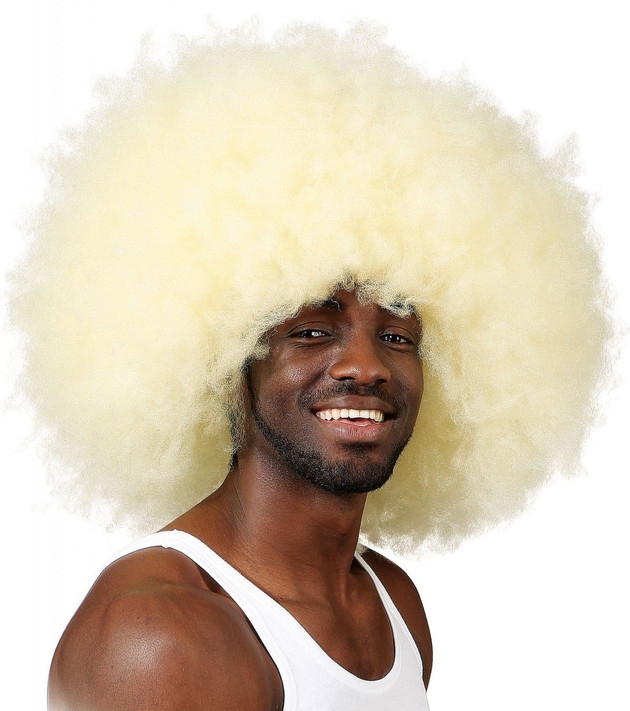 Mens Big Blonde Afro Fancy Dress Wig