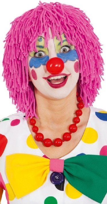 Adults Pink Mop Clown Wig