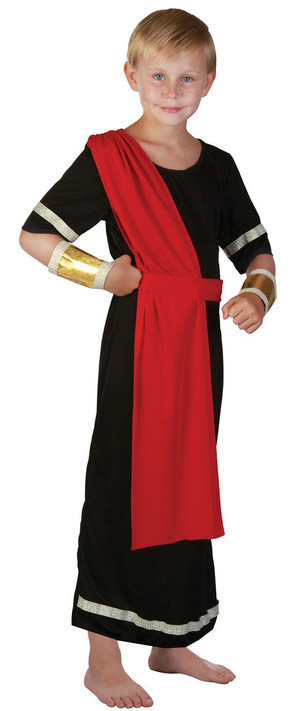 Child's Black Roman Toga Fancy Dress Costume