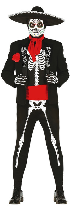Mens Day Of The Dead Skeleton Fancy Dress Costume