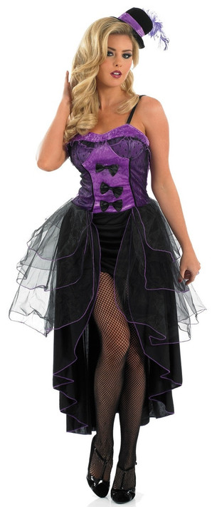 Ladies Purple Burlesque Fancy Dress Costume