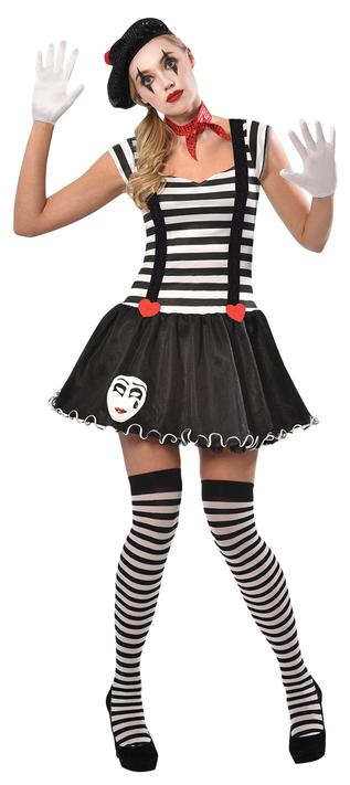 Ladies French Mime Fancy Dress Costume
