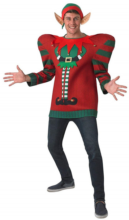 Mens Oversized Elf Fancy Dress Jumper