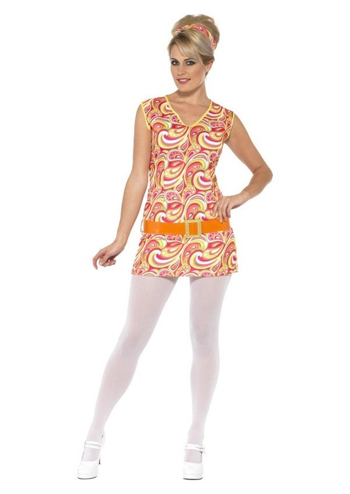 Ladies Yellow Hippy Fancy Dress Costume