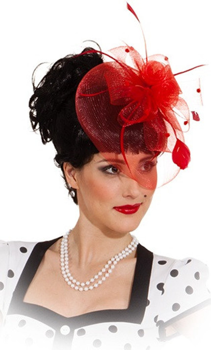 Ladies Red 1950s Fancy Dress Mini Hat