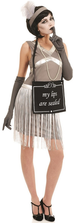 Ladies Silent Movie Flapper Fancy Dress Costume