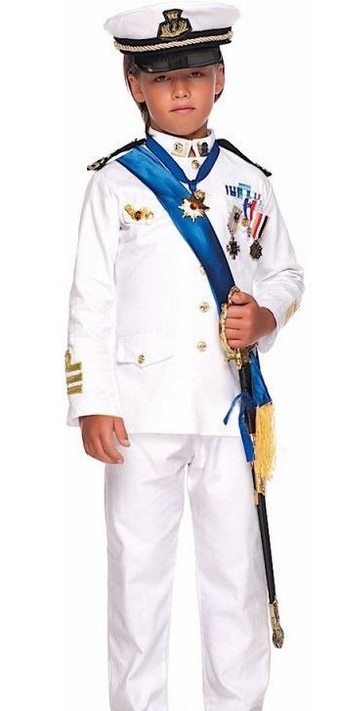 Boys Deluxe Naval Officer Fancy Dress Costume