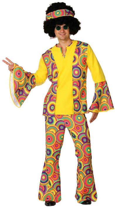 Mens Colourful Hippy Fancy Dress Costume