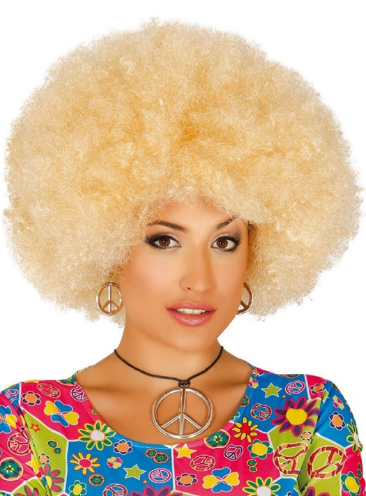 Adult Blonde Large Afro Fancy Dress Wig