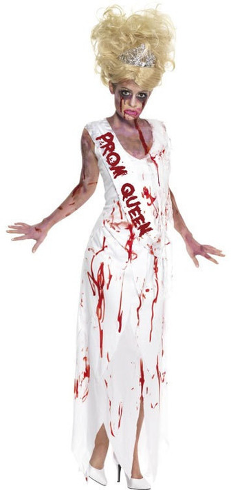 Ladies Zombie Prom Queen Fancy Dress Costume
