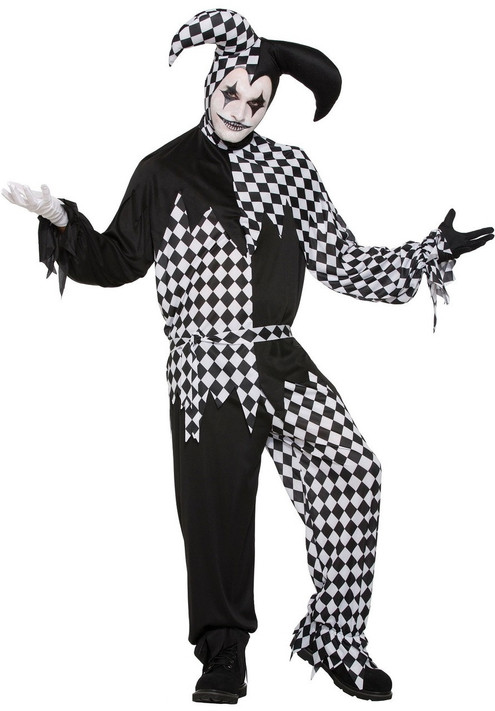 Mens Harlequin Jester Fancy Dress Costume 1