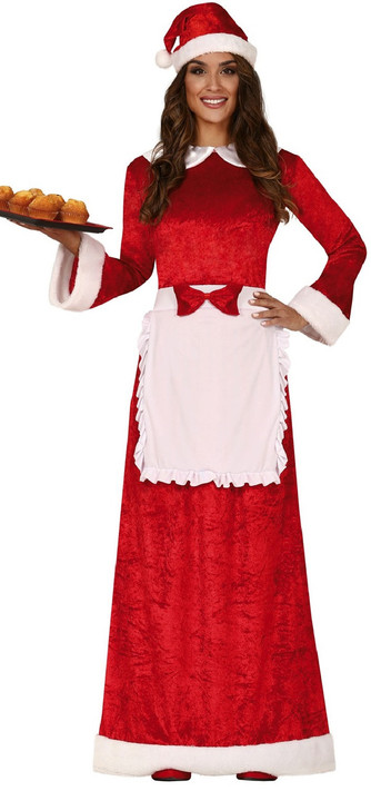Ladies Traditional Mrs Claus Fancy Dress Costume