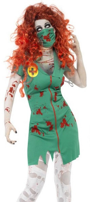 Ladies Zombie Scrub Nurse Fancy Dress Costume