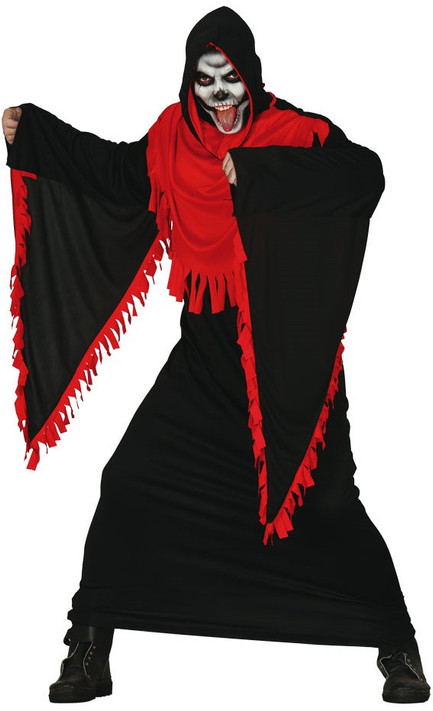 Mens Black/Red Grim Reaper Fancy Dress Costume