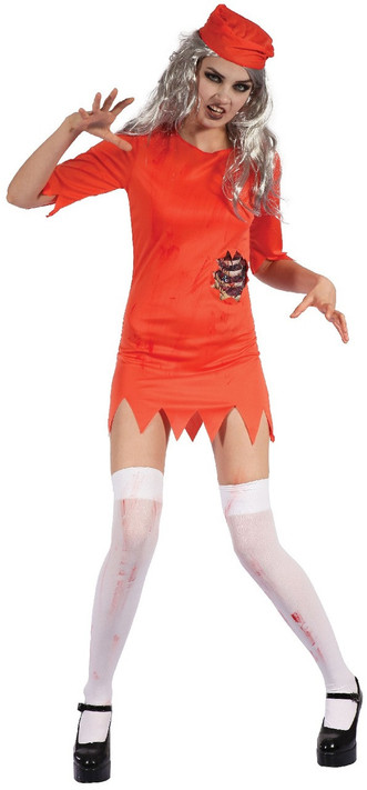 Ladies Zombie Prisoner Fancy Dress Costume