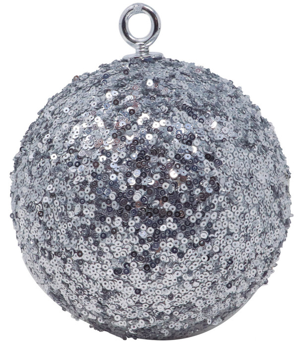 Oversized 20cm Silver Sequin Bauble