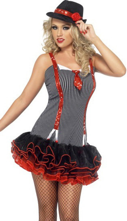 Ladies Gangster Tutu Fancy Dress Costume