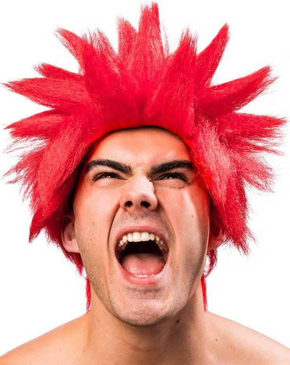 Mens Red Spiked Wig