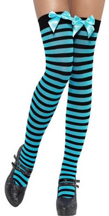 Ladies Blue/Black Striped Stockings