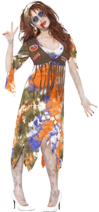 Ladies Zombie Hippy Fancy Dress Costume