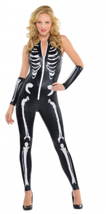 Ladies Sexy Skeleton Fancy Dress Jumpsuit