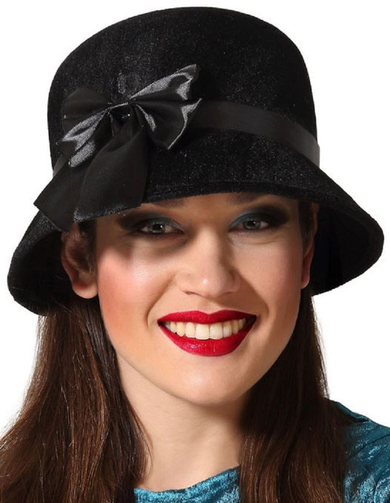Ladies Black Vintage 1920s Hat