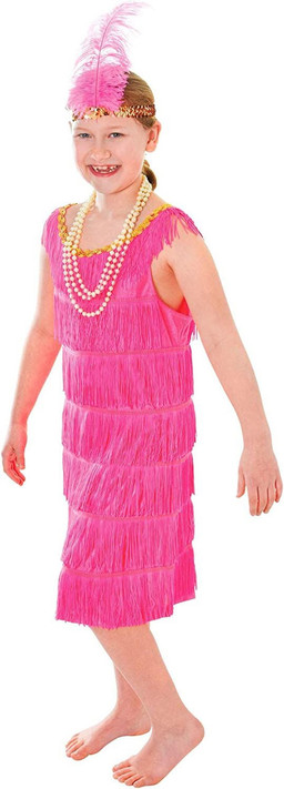 Girls Bright Pink Flapper Dress