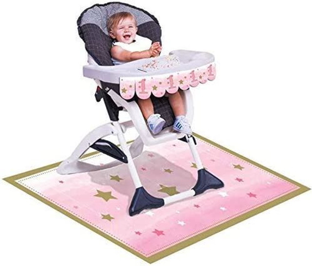 Creative Converting Pink Twinkle High Chair Decorating Set-1 Pc, One Little Star-Girl, 1St Birthday kit