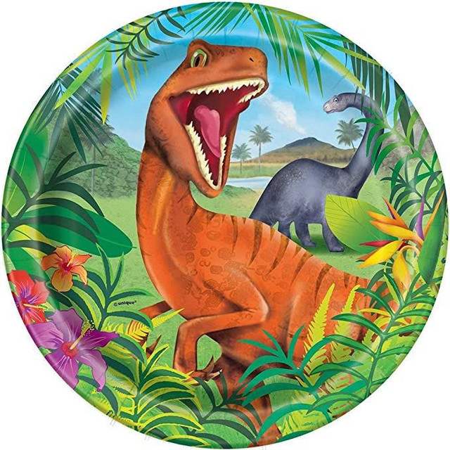 23cm Dinosaur Party Plates, Pack of 8