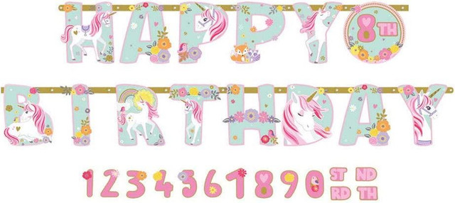 Magical Unicorn Birthday Party Add-an-Age Birthday Letter Banner - 3.2m
