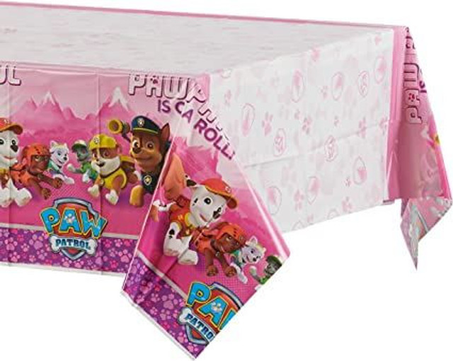 Pink Paw Patrol Plastic Party Table Cover - 1.37 x 2.4 m