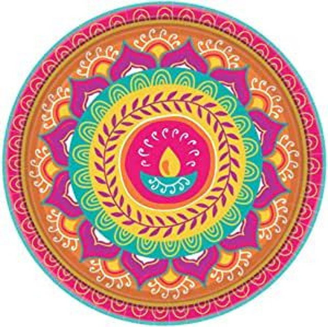 Diwali Banquet Paper Plates 26cm-8 Pcs