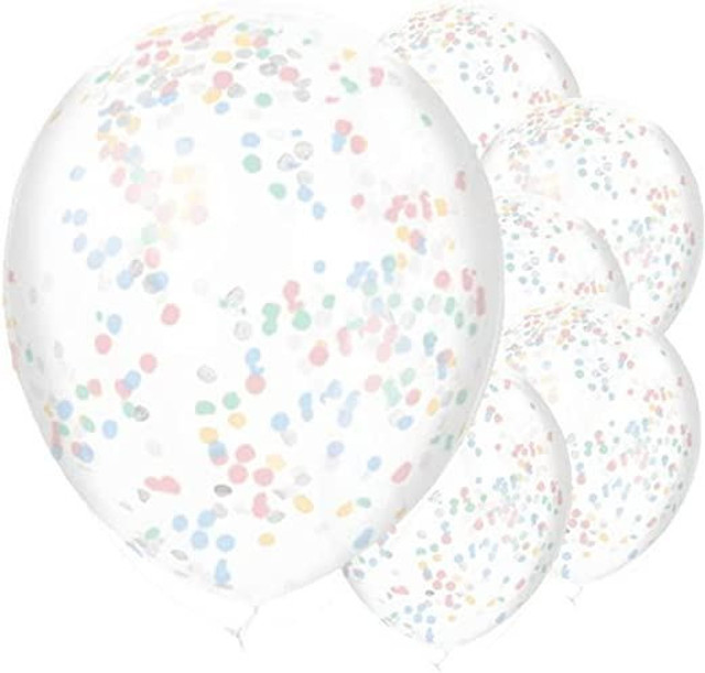 5 Unisex Confetti Balloons, Multi, 1 x 13 x 13 cm