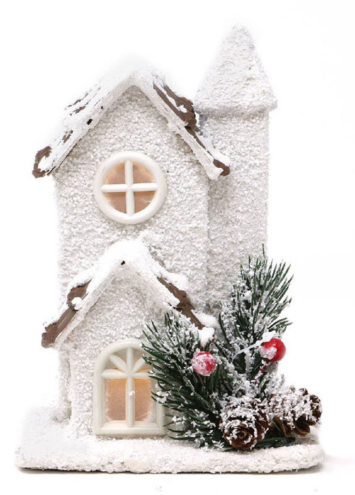 LED Snowy Christmas Cottage Decoration One Size