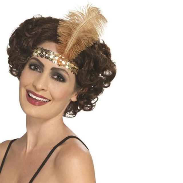 Ladies Gold Sequinned Flapper Hairband
