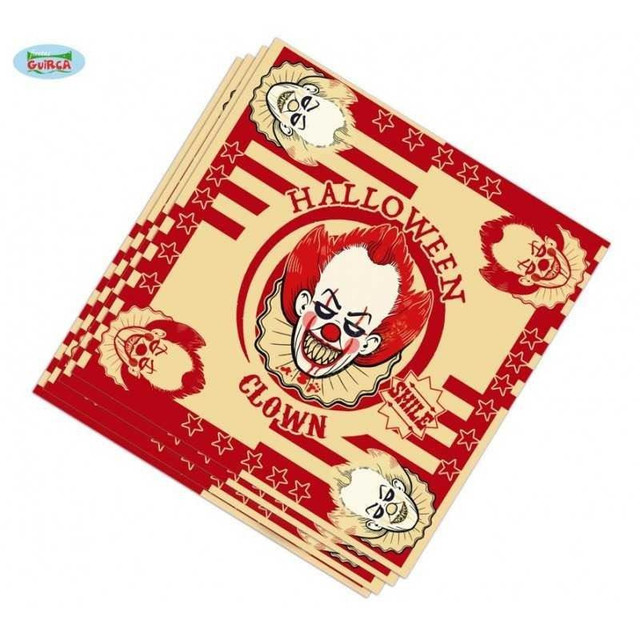 20 killer clown napkins 33cm