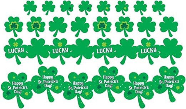 St. Patrick's Day Shamrock Value Pack (30 Pcs), 12.7cm, 17.7cm, 22.8cm, 30.4cm