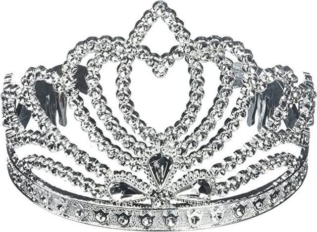 Princess Silver Sparkling Tiara, 5.3" x 3.3"