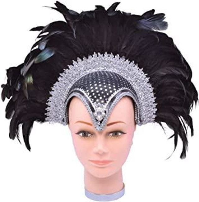 Showgirl Feather Headdress - Black